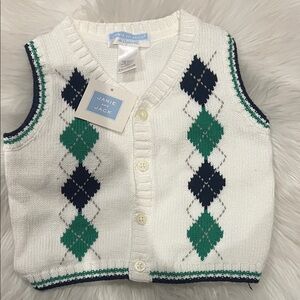 Janie and Jack Cream Argyle Sweater Vest